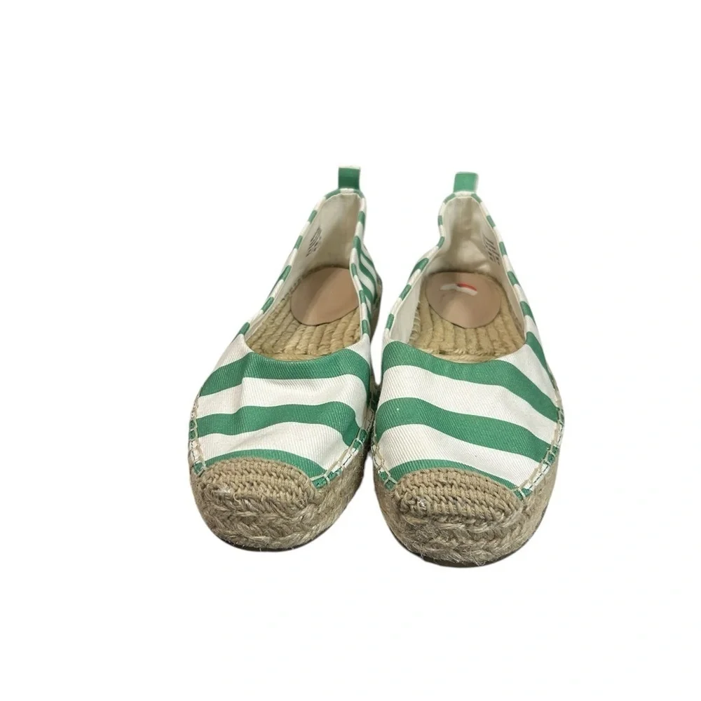 Draper James Georgia Green White Stripes Slip On Espadrilles Size 10
